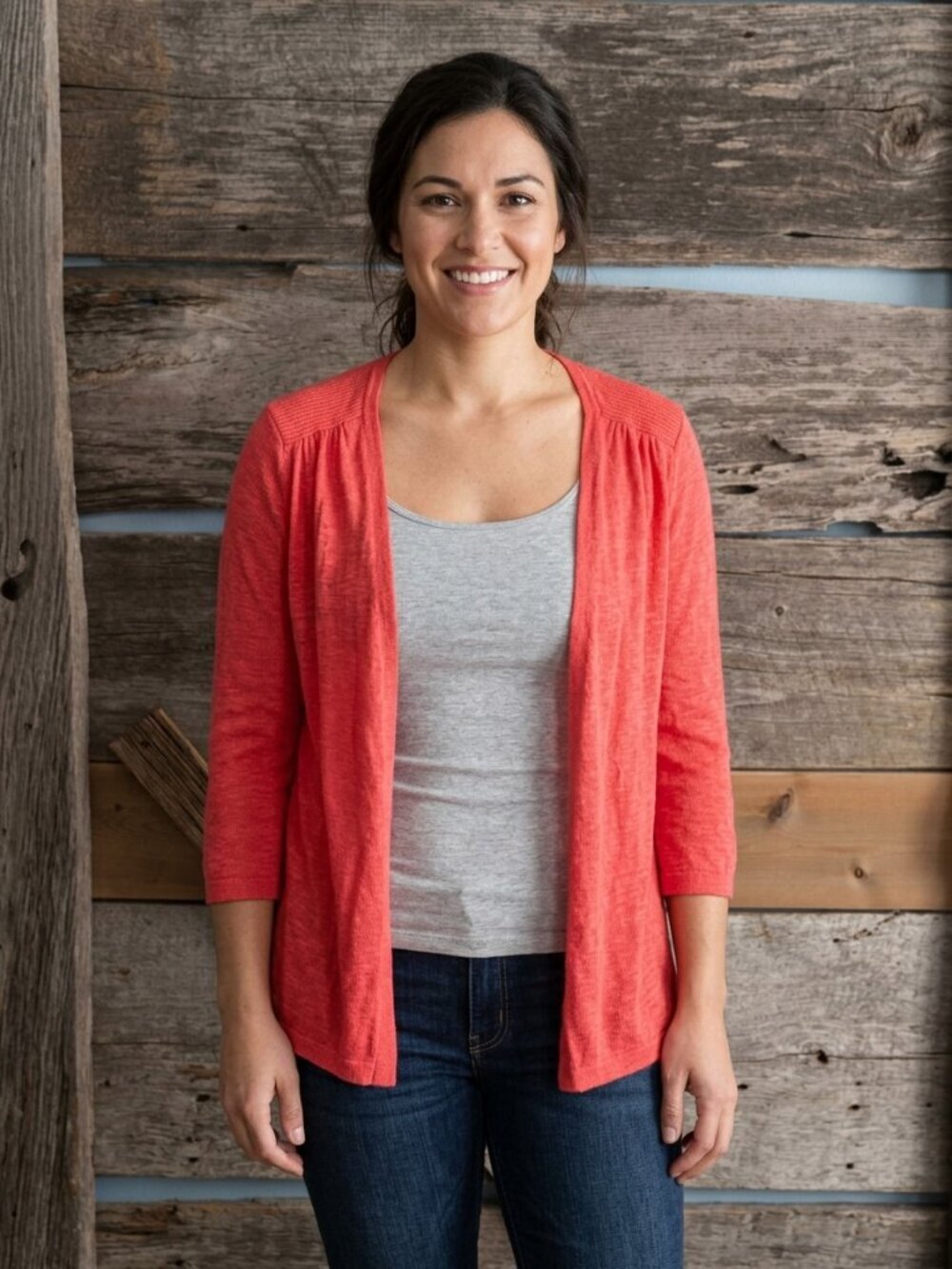 CLEO Size Med Coral Crochet Cardigan